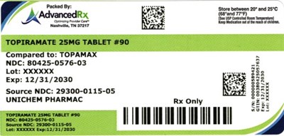 Topiramate 25mg #90 (Topiramate 25mg Tablet 80425 0576 03)